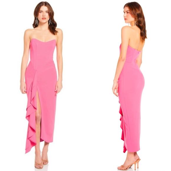 Katie May Dresses & Skirts - Katie May Rowan Dress Sz M Pink Punch cocktail gown Summer sweetheart corset